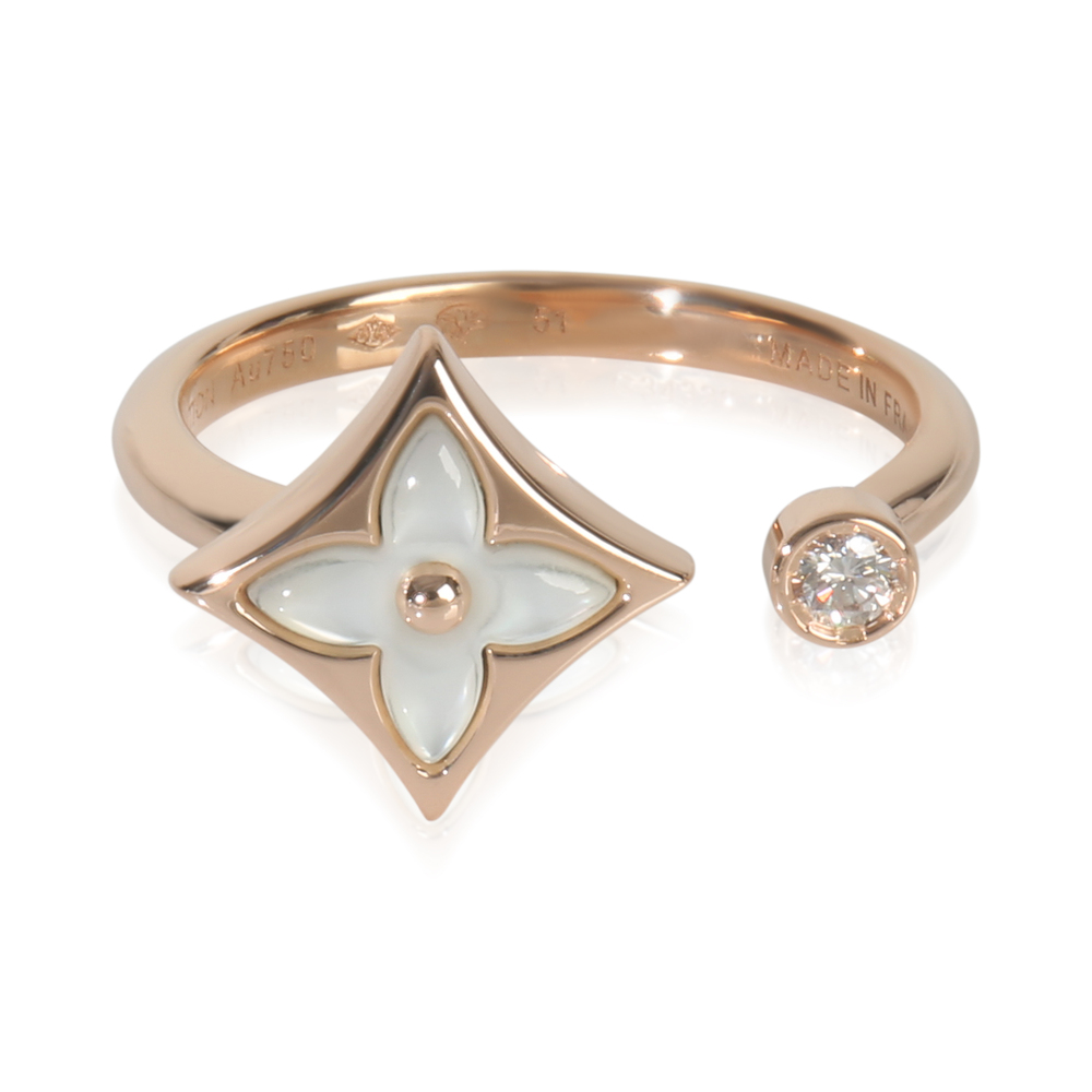 Louis Vuitton Rose Gold Mother Of Pearl and Diamond Color Blossom Ring
